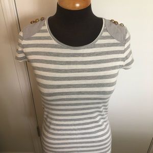Grey and white striped top